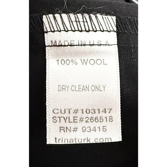 Trina Turk Women's 100% Wool Cuffed Black Shorts Front Pleats Classic Minimalist - Picture 8 of 9